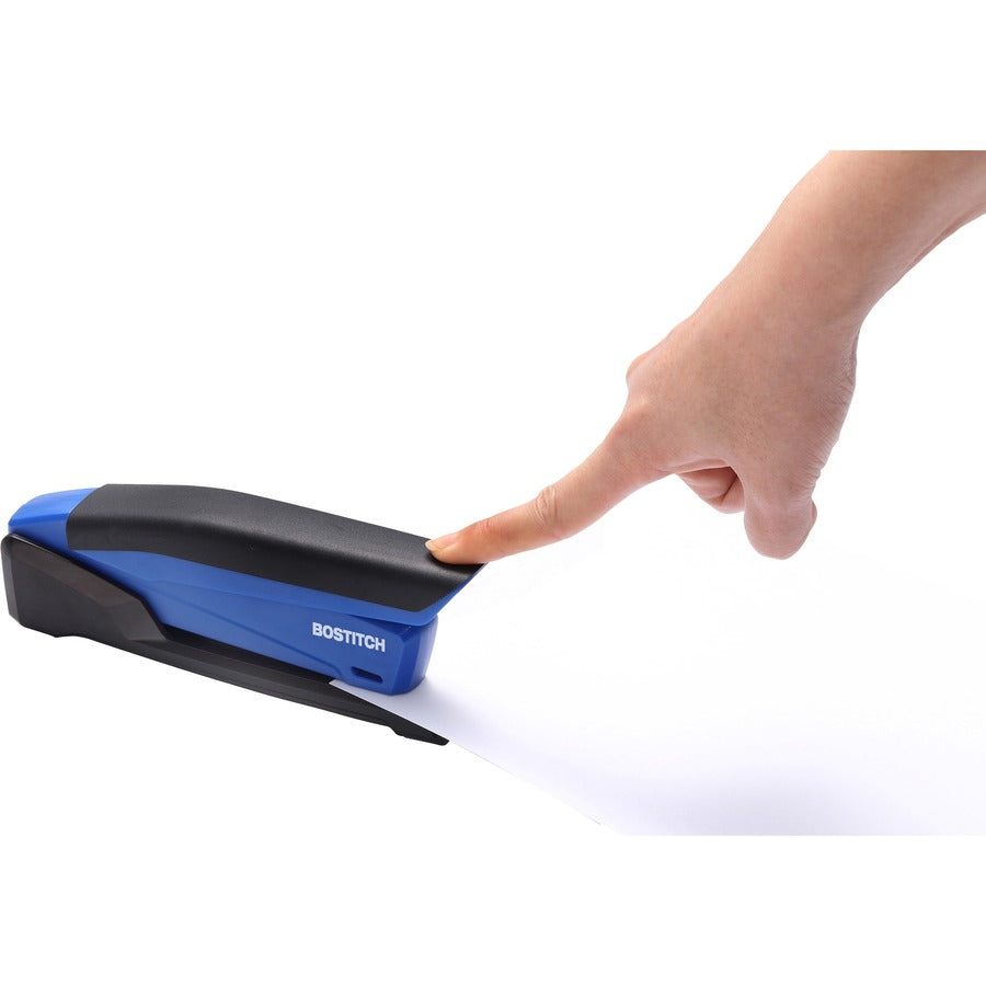 Bostitch InPower Spring-Powered Antimicrobial Desktop Stapler - Staples Upto 20 Sheet - Holds Upto 210 Staple - Full Strip - 4.50" Throat Depth - Blue - Rubber - 1 Each