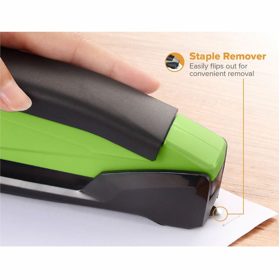 Bostitch InPower Spring-Powered Antimicrobial Desktop Stapler - Staples Upto 20 Sheet - Holds Upto 210 Staple - Full Strip - 4.50" Throat Depth - Green - Rubber - 1 Each