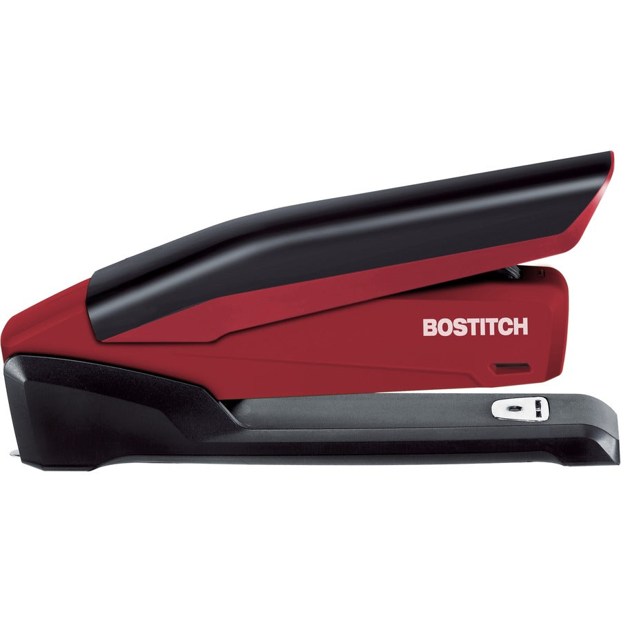 Bostitch InPower Spring-Powered Antimicrobial Desktop Stapler - Staples Upto 20 Sheet - Holds Upto 210 Staple - Full Strip - 4.50" Throat Depth - Red - Rubber - 1 Each