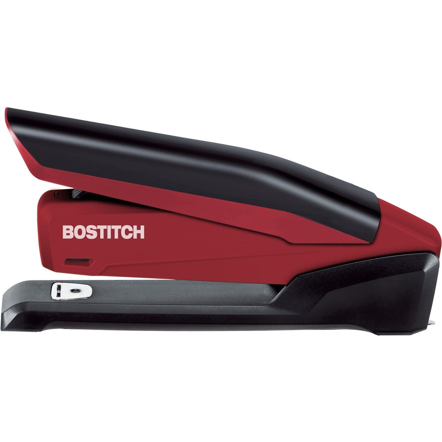 Bostitch InPower Spring-Powered Antimicrobial Desktop Stapler - Staples Upto 20 Sheet - Holds Upto 210 Staple - Full Strip - 4.50" Throat Depth - Red - Rubber - 1 Each