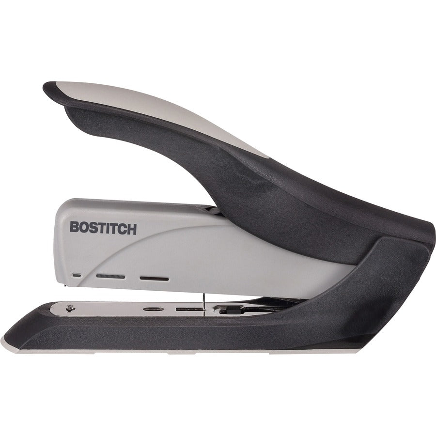 Bostitch Spring-Powered Antimicrobial Heavy Duty Stapler - Staples Upto 60 Sheet - Staple Size: 0.31" , 0.37" - 2.62" Throat Depth - Black, Gray - Steel, Rubber, Plastic - 1 Each