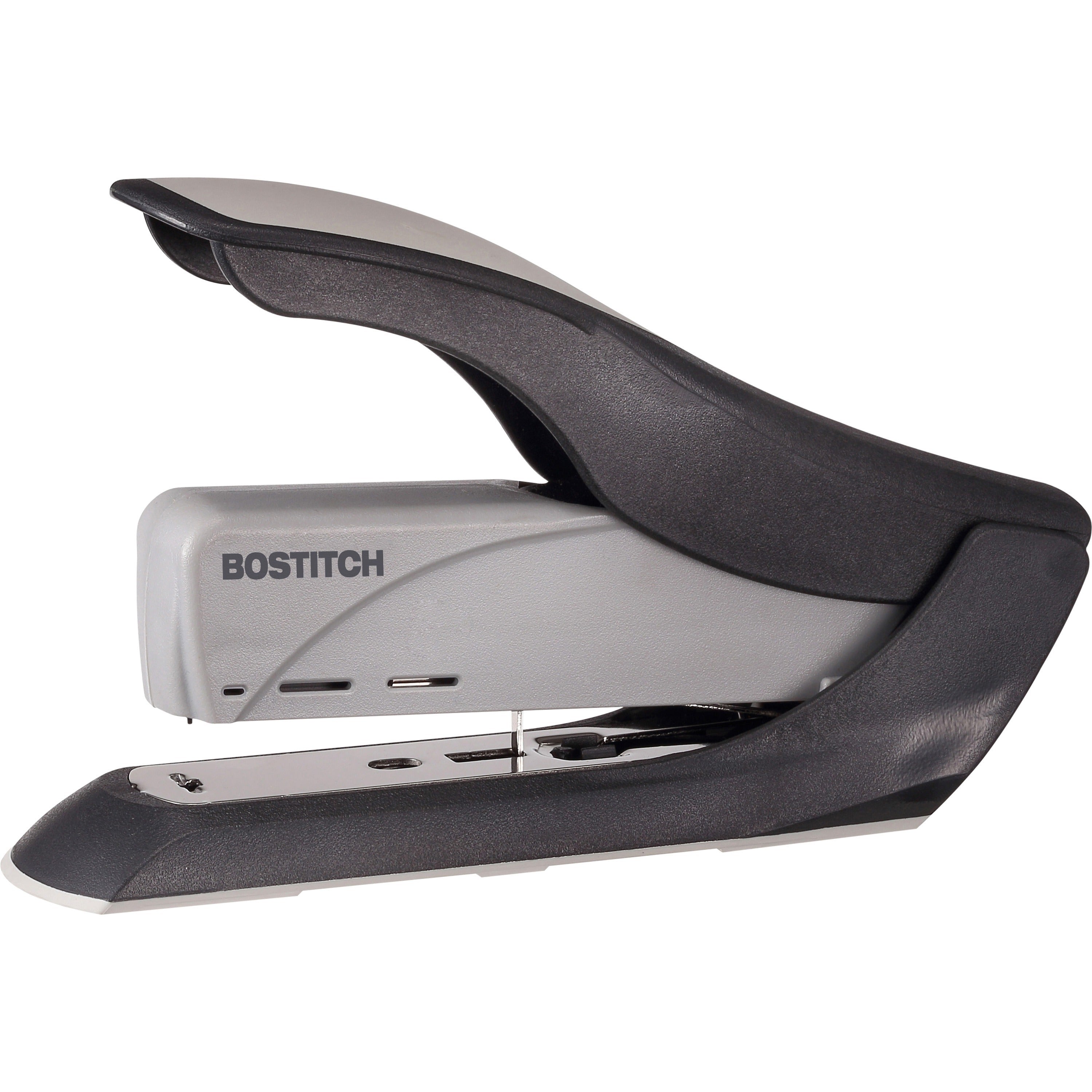 Bostitch Spring-Powered Antimicrobial Heavy Duty Stapler - Staples Upto 60 Sheet - Staple Size: 0.31" , 0.37" - 2.62" Throat Depth - Black, Gray - Steel, Rubber, Plastic - 1 Each