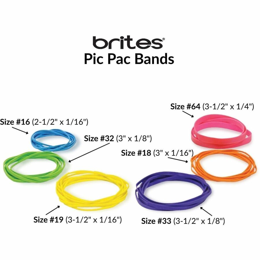 Size: #16, #18, #19, #32, #33, #64 - Reusable, Elastic, Stretchable, Latex-free, Freezer Safe, Microwave Safe, Durable - Pink, Blue, Orange, Lime, Purple, Yellow - 1 Box