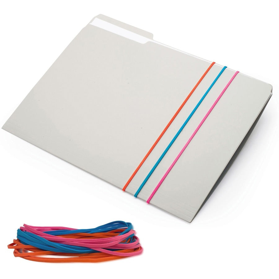 Size: #117B - 7" Length x 0.1" Width - Reusable, Elastic, Stretchable, Latex-free, Freezer Safe, Microwave Safe, Durable - Pink, Blue, Orange - 50 / Pack