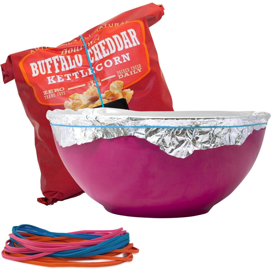 Size: #117B - 7" Length x 0.1" Width - Reusable, Elastic, Stretchable, Latex-free, Freezer Safe, Microwave Safe, Durable - Pink, Blue, Orange - 50 / Pack