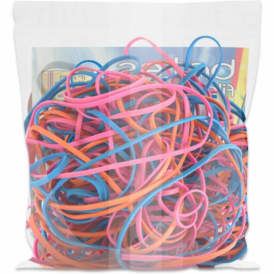 Size: #117B - 7" Length x 0.1" Width - Reusable, Elastic, Stretchable, Latex-free, Freezer Safe, Microwave Safe, Durable - Pink, Blue, Orange - 50 / Pack