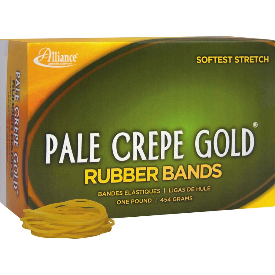Alliance Rubber Pale Crepe Gold Rubber Bands - Size: #16 - 2.5" Length x 0.1" Width - Stretchable, Durable, Reusable - Golden Crepe - 2675 / Box