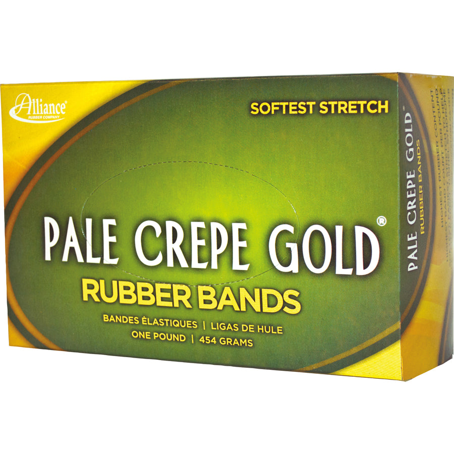 Alliance Rubber Pale Crepe Gold Rubber Bands - Size: #16 - 2.5" Length x 0.1" Width - Stretchable, Durable, Reusable - Golden Crepe - 2675 / Box