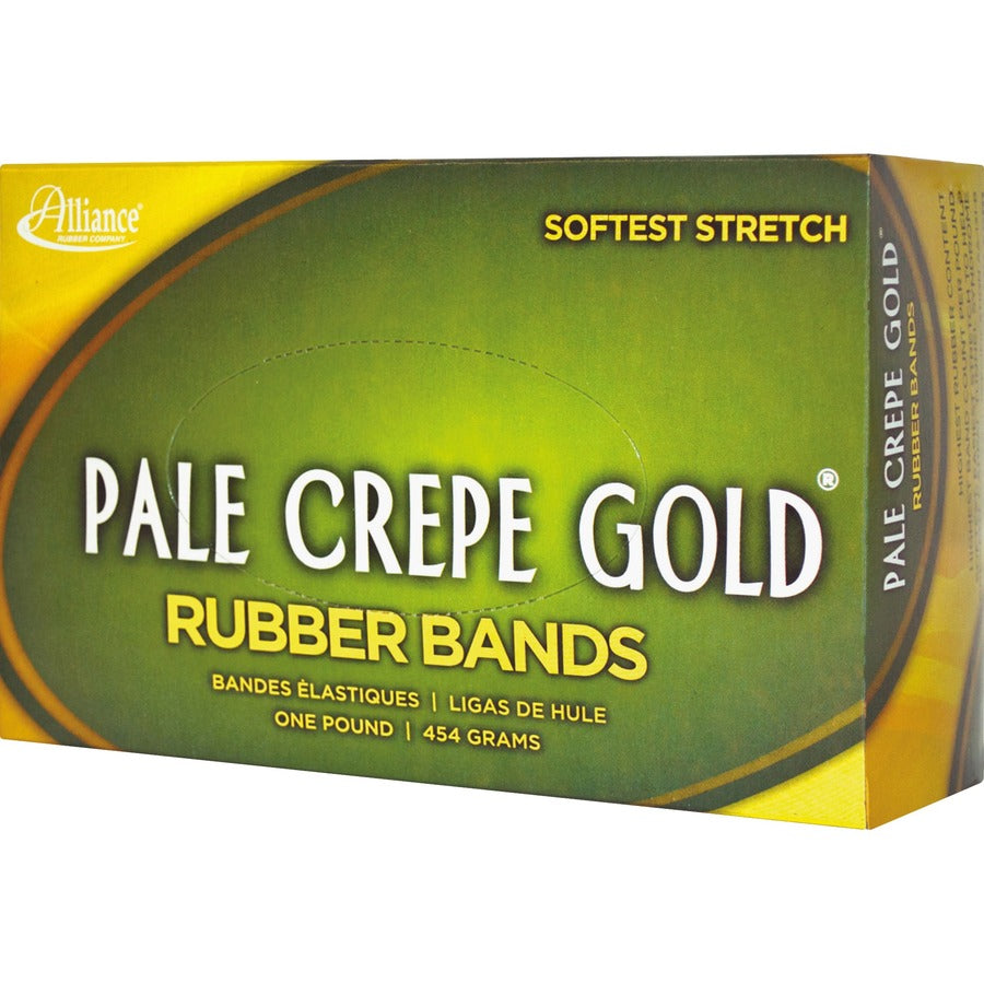 Alliance Rubber Pale Crepe Gold Rubber Bands - Size: #16 - 2.5" Length x 0.1" Width - Stretchable, Durable, Reusable - Golden Crepe - 2675 / Box