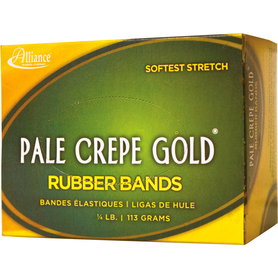 Alliance Rubber Pale Crepe Gold Rubber Bands - Size: #16 - 2.5" Length x 0.1" Width - Reusable, Stretchable, Durable - Golden Crepe - 669 / Box