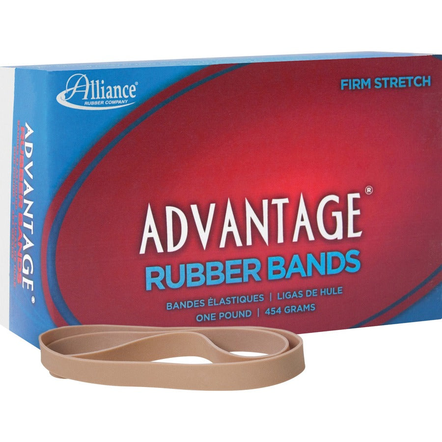 Alliance Rubber Advantage Rubber Bands - Size: #107 - 7" Length x 0.6" Width - Stretchable, Elastic - Natural Crepe - 1 Box