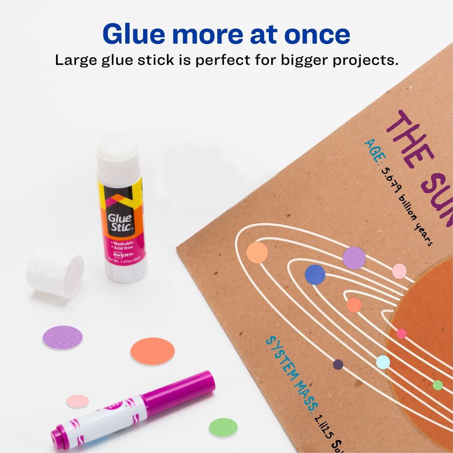 Avery&reg; Permanent Glue Stic - 1.27 oz - White - 1 Each