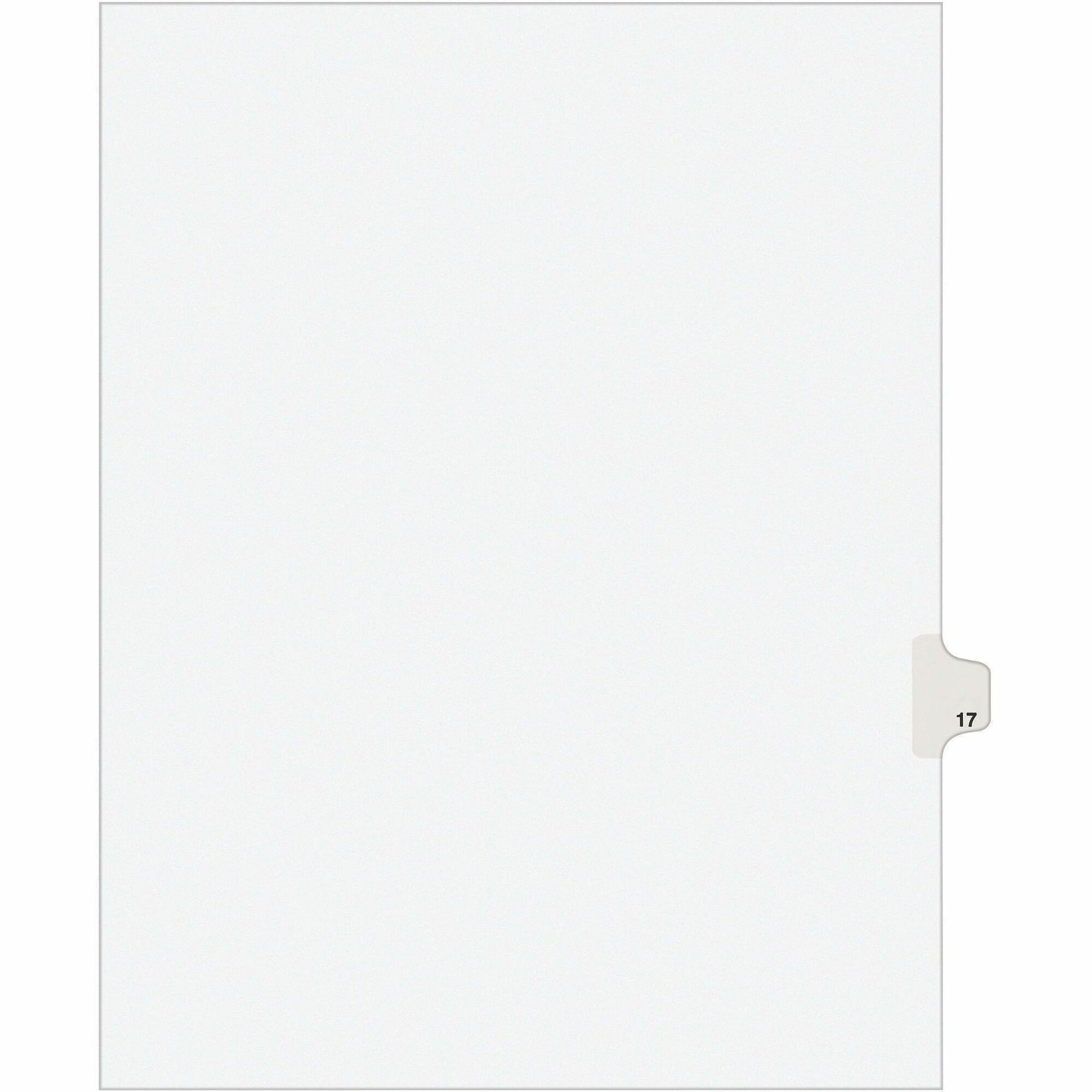 Avery Individual Legal Exhibit Divider, Avery Style, Digit 17, 1 Printed Tab, Letter Size, White, Reinforced Rip Proof Tab, Unpunched, 20% Recycled, 1 Tab per Set, 1 Pack