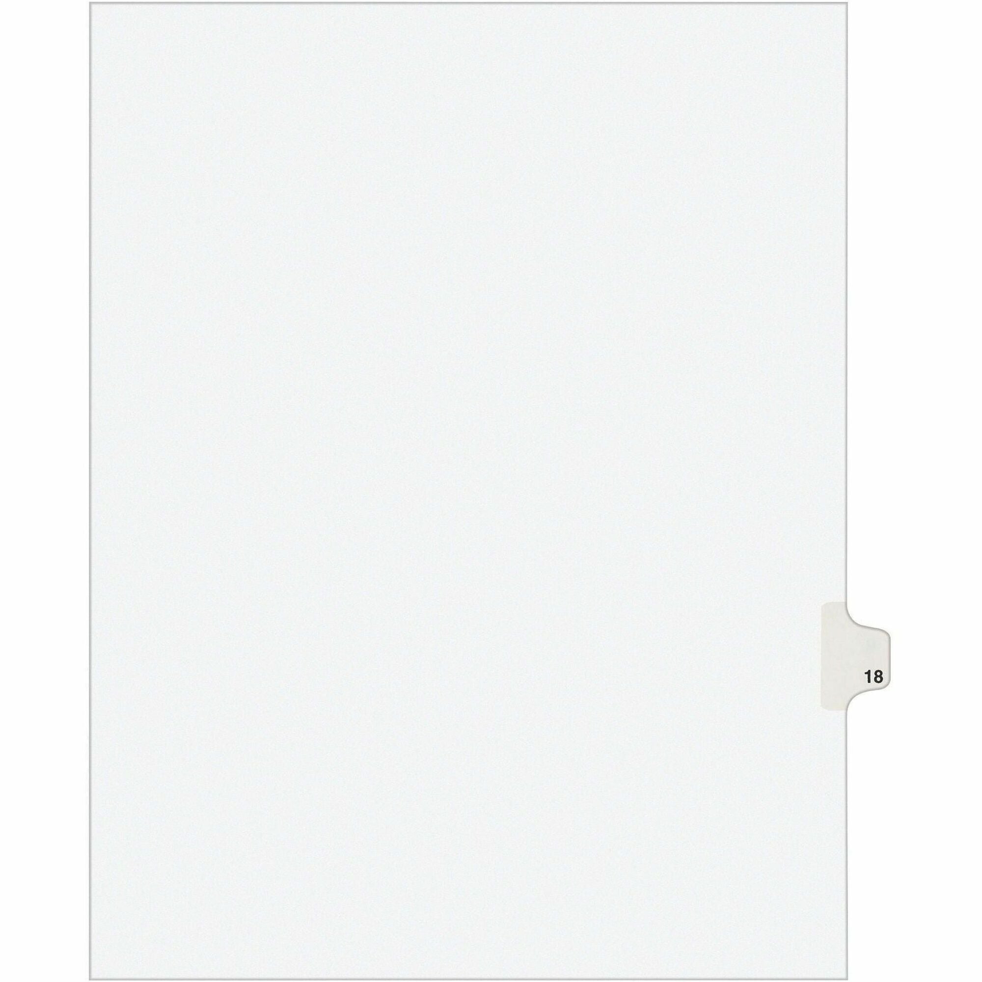 Avery Individual Legal Exhibit Divider, Avery Style, Digit 18, 1 Printed Tab, Letter Size, White, 1 Tab per Set, 1 Pack, 20% Recycled, Reinforced Rip Proof Tab, Unpunched