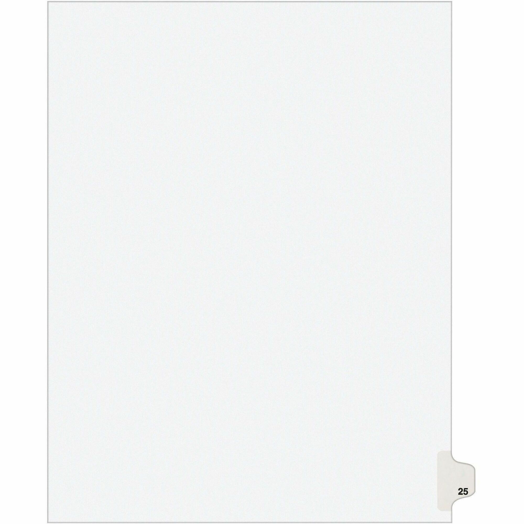Avery Individual Legal Exhibit Divider, Avery Style, Digit 25, 1 Printed Tab per Set, Letter Size, White, 8.5" x 11", 20% Recycled, Reinforced Rip Proof Tab, Unpunched, 1 Pack
