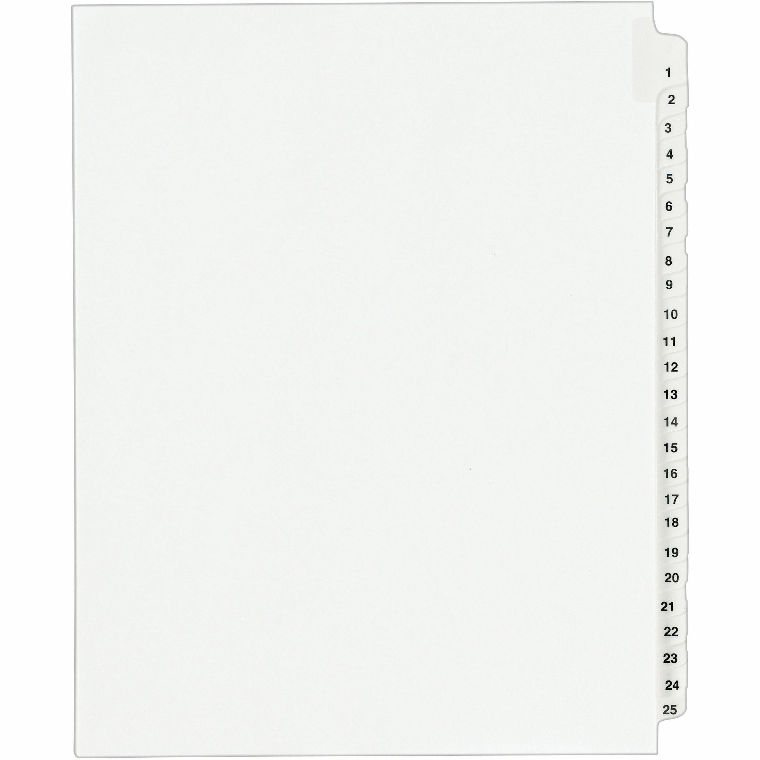 Avery Standard Collated Legal Exhibit Divider Set, 25 Dividers, Exhibit 1-25, Letter Size, White, Reinforced Rip Proof Tabs, Unpunched, 20% Recycled, 1 Set