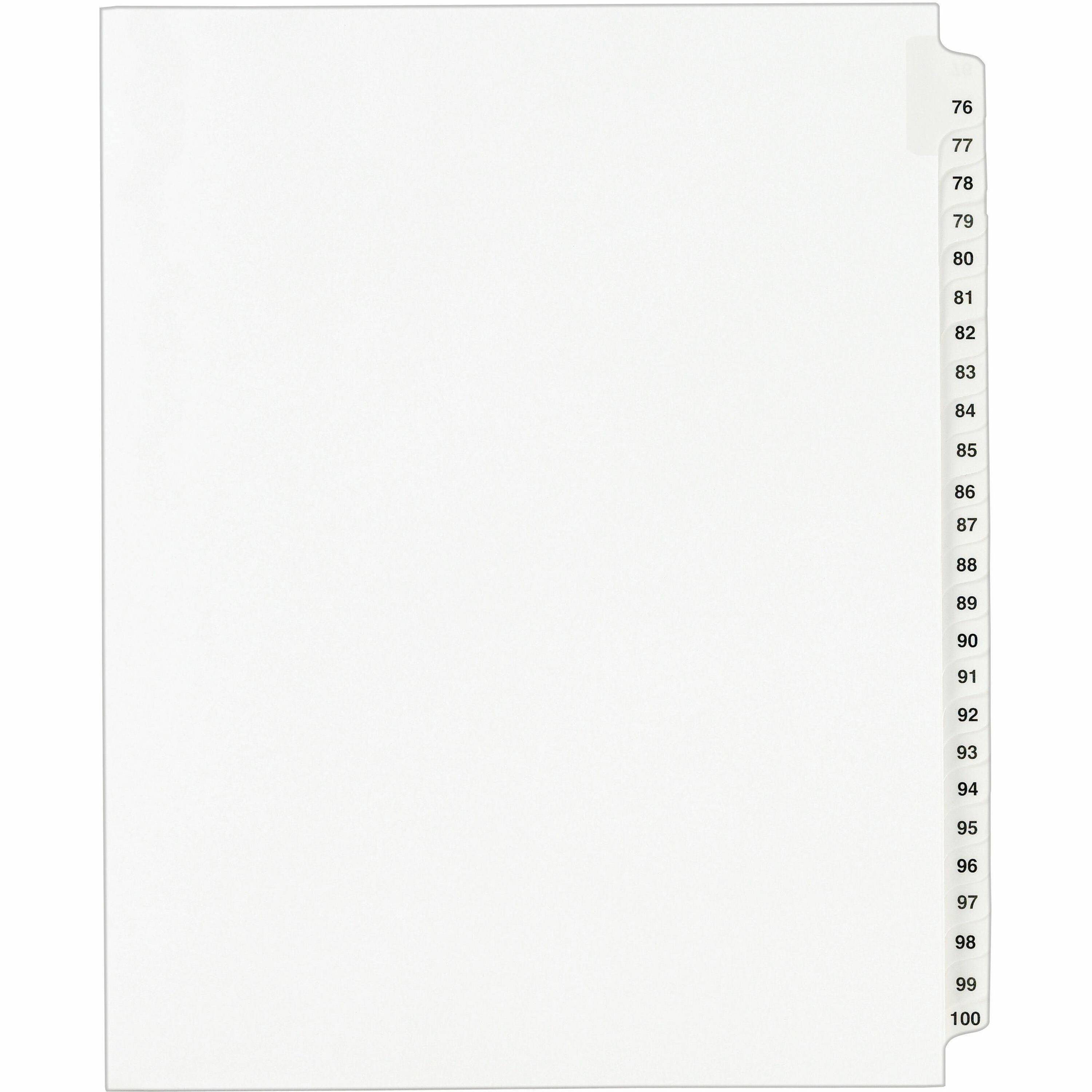 Avery Standard Collated Legal Exhibit Divider Set, Avery Style, 25 Dividers, Tabs 76-100, Letter Size, White, Reinforced Rip Proof Tabs, Unpunched, 1 Set