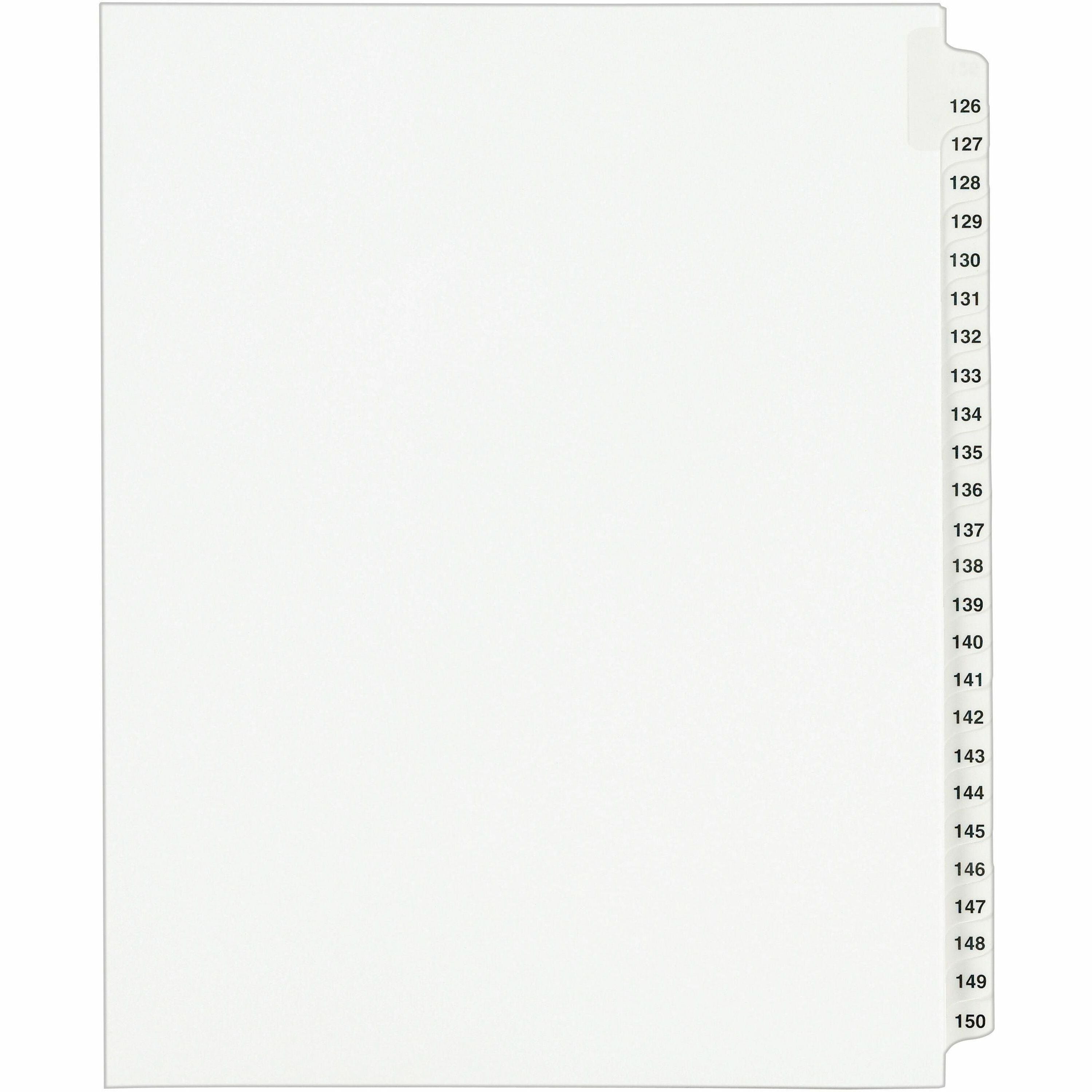 Avery Standard Collated Legal Exhibit Divider Set, 25 Dividers, Tabs 126-150, Letter Size, White Paper, Clear Reinforced Rip Proof Tabs, Unpunched, 20% Recycled, 1 Set