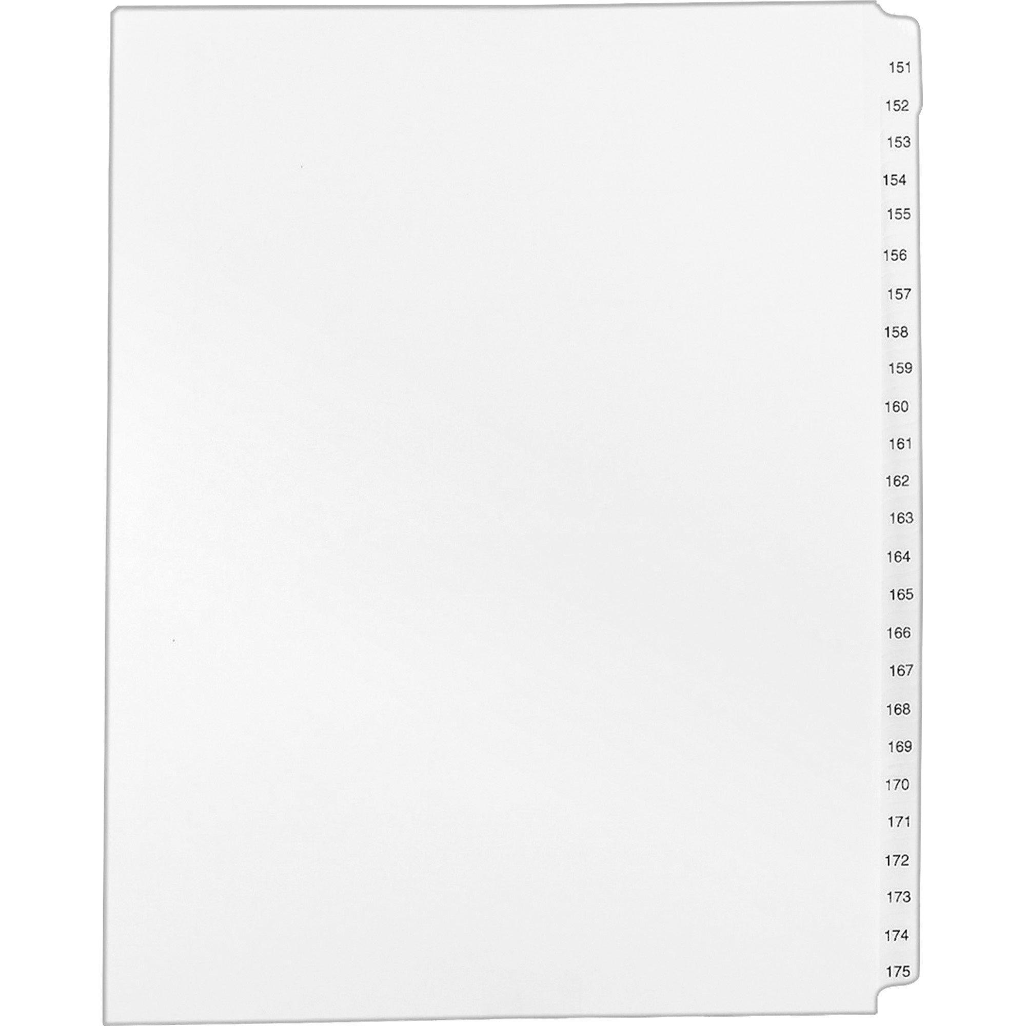 Avery Standard Collated Legal Exhibit Divider Set, 25 Dividers, Tabs 151-175, Letter Size, White Paper, Clear Reinforced Rip Proof Tabs, Unpunched, 1 Set, 20% Recycled Content