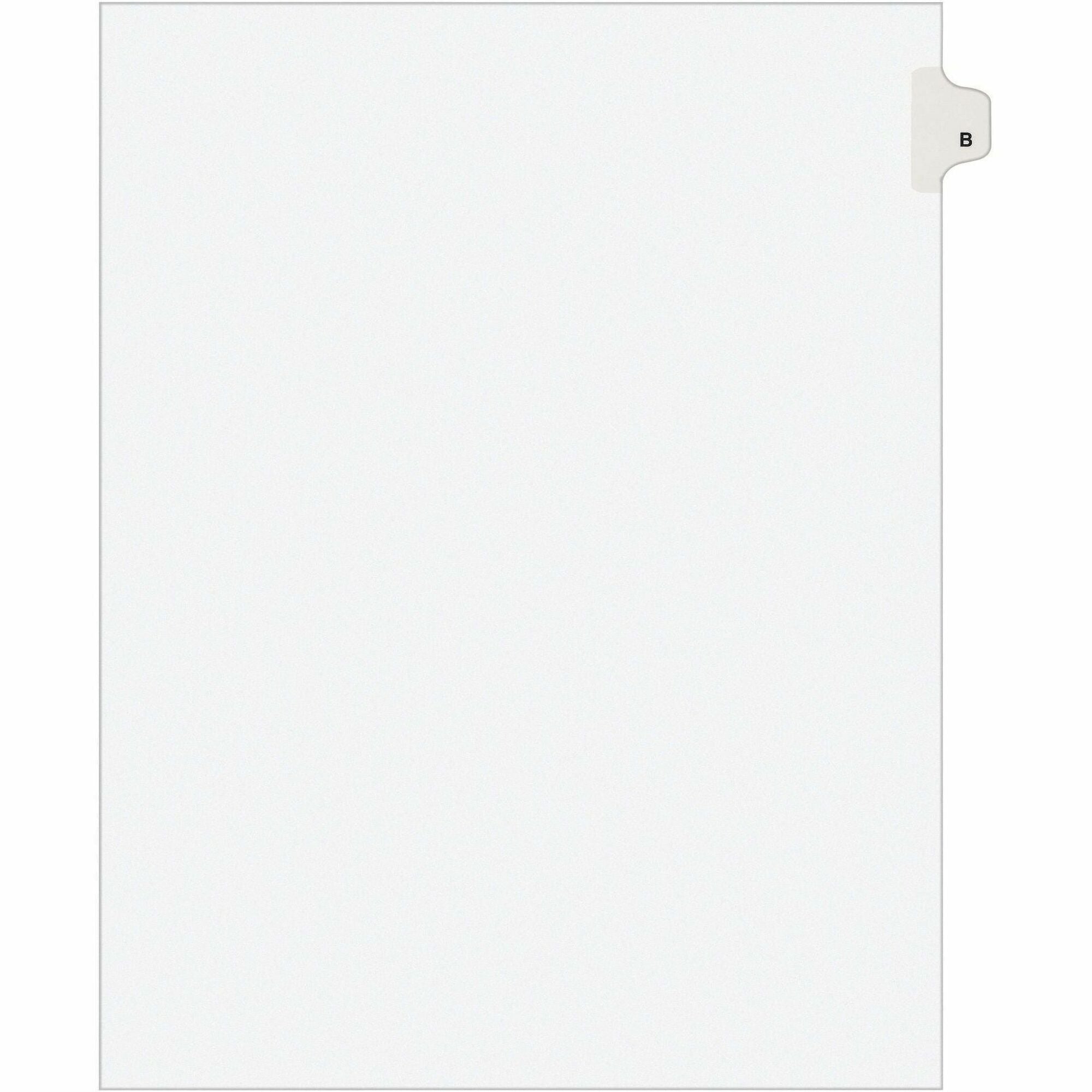 Avery Individual Legal Exhibit Dividers, Avery Style, 25 Dividers, Printed Tab B, 8.5" x 11", White, Reinforced Rip Proof Tab, Unpunched, 20% Recycled, 1 Pack