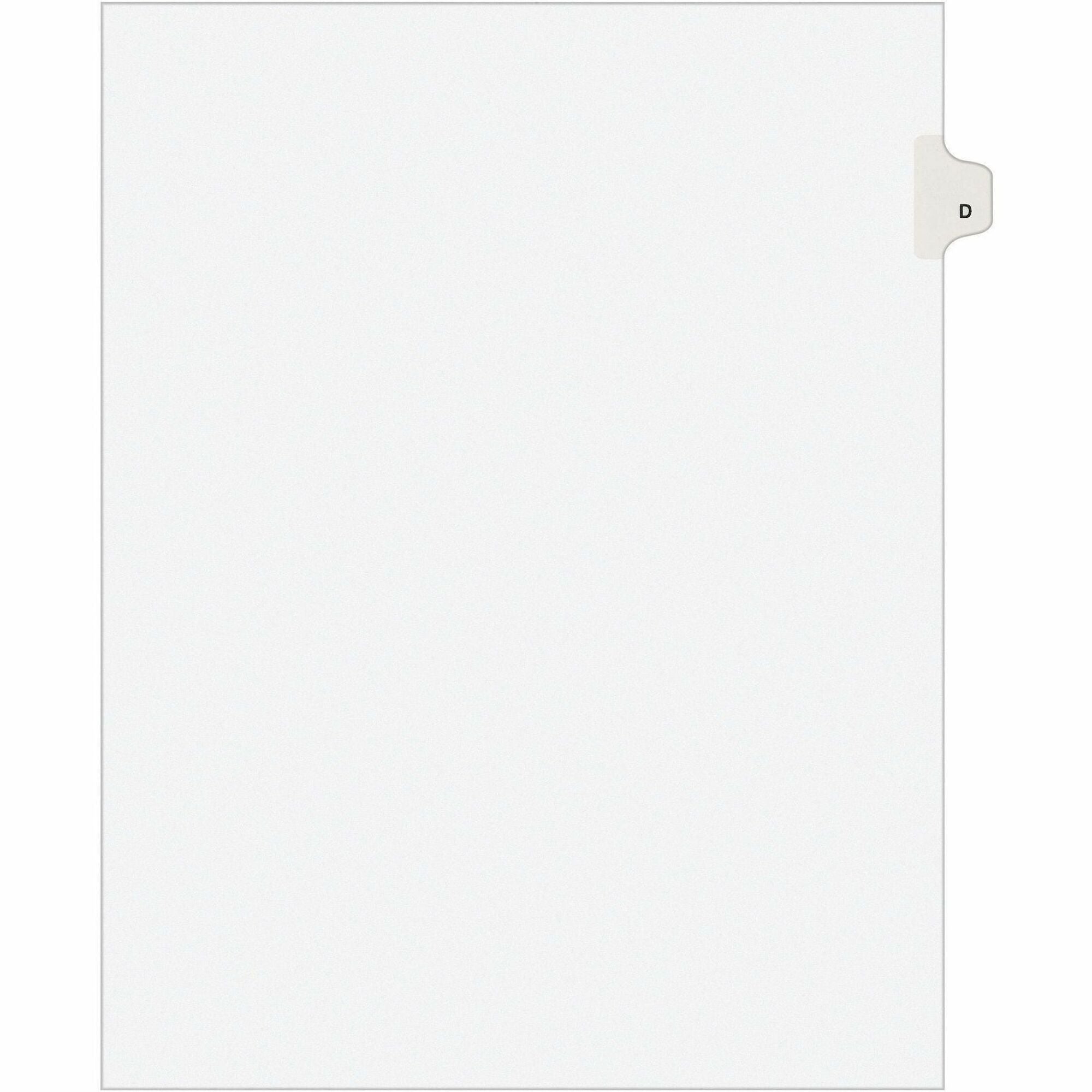 Avery Individual Legal Exhibit Dividers, Avery Style, 25 Dividers, Printed Tab D, 1 Tab/Set, Letter Size, White, 20% Recycled, Reinforced Tab, Rip Proof, Unpunched, 1 Pack