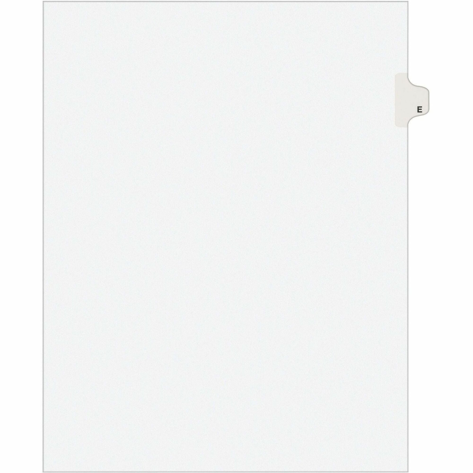 Avery Individual Legal Exhibit Divider, Avery Style, Tab E, 25 Dividers, 8.5" x 11", White, Reinforced Rip Proof Tab, Unpunched, 20% Recycled, 1 Pack