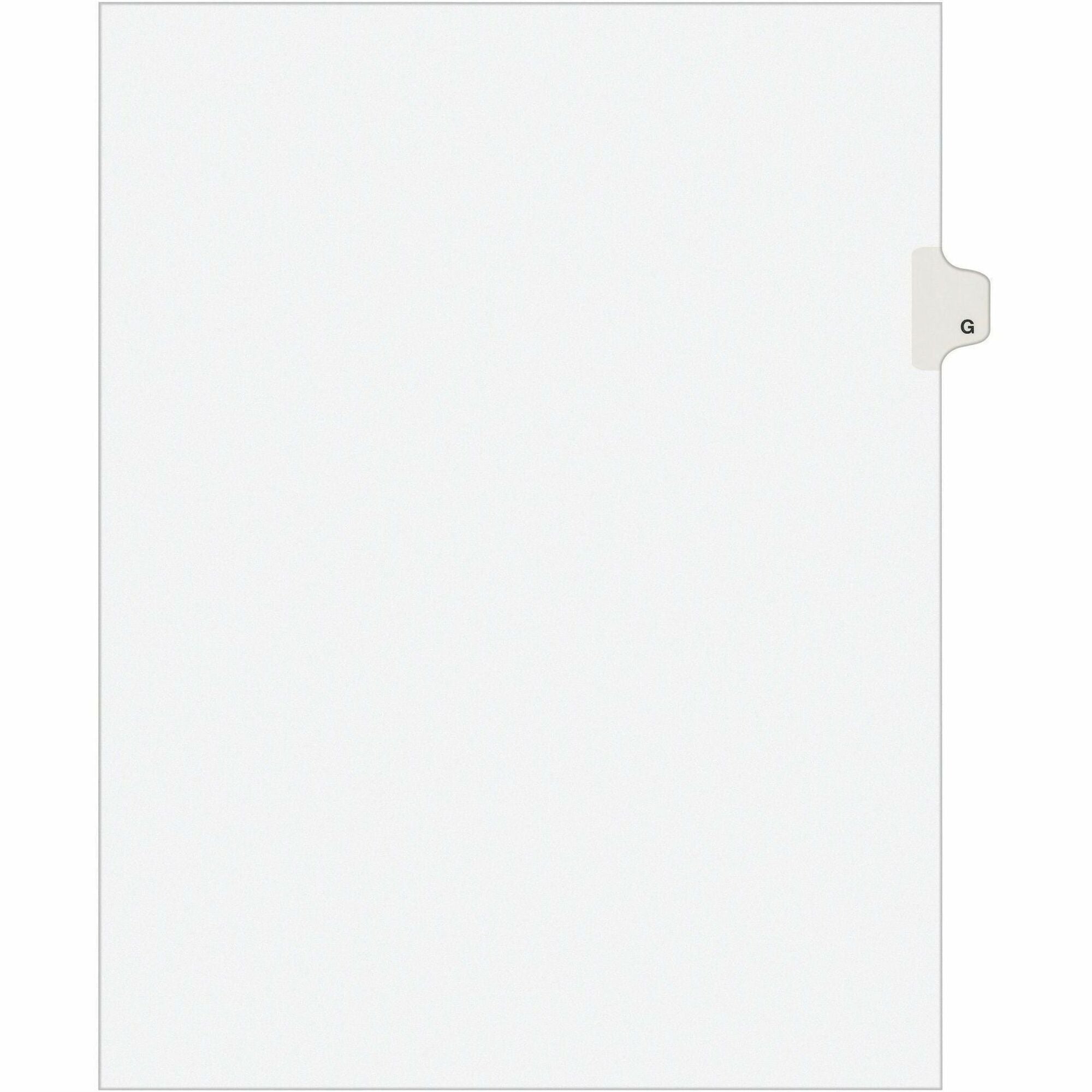 Avery Individual Legal Exhibit Dividers, Avery Style, 25 Dividers, Printed Tab G, 8.5" x 11", White, 1 Tab/Set, 1 Pack, Reinforced Rip Proof Tab, Unpunched, 20% Recycled Paper