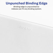 Avery Individual Legal Exhibit Dividers, Avery Style, 25 Dividers, Printed Tab H, 8.5" x 11", White, Reinforced Rip Proof Tab, Unpunched, 20% Recycled, 1 Pack