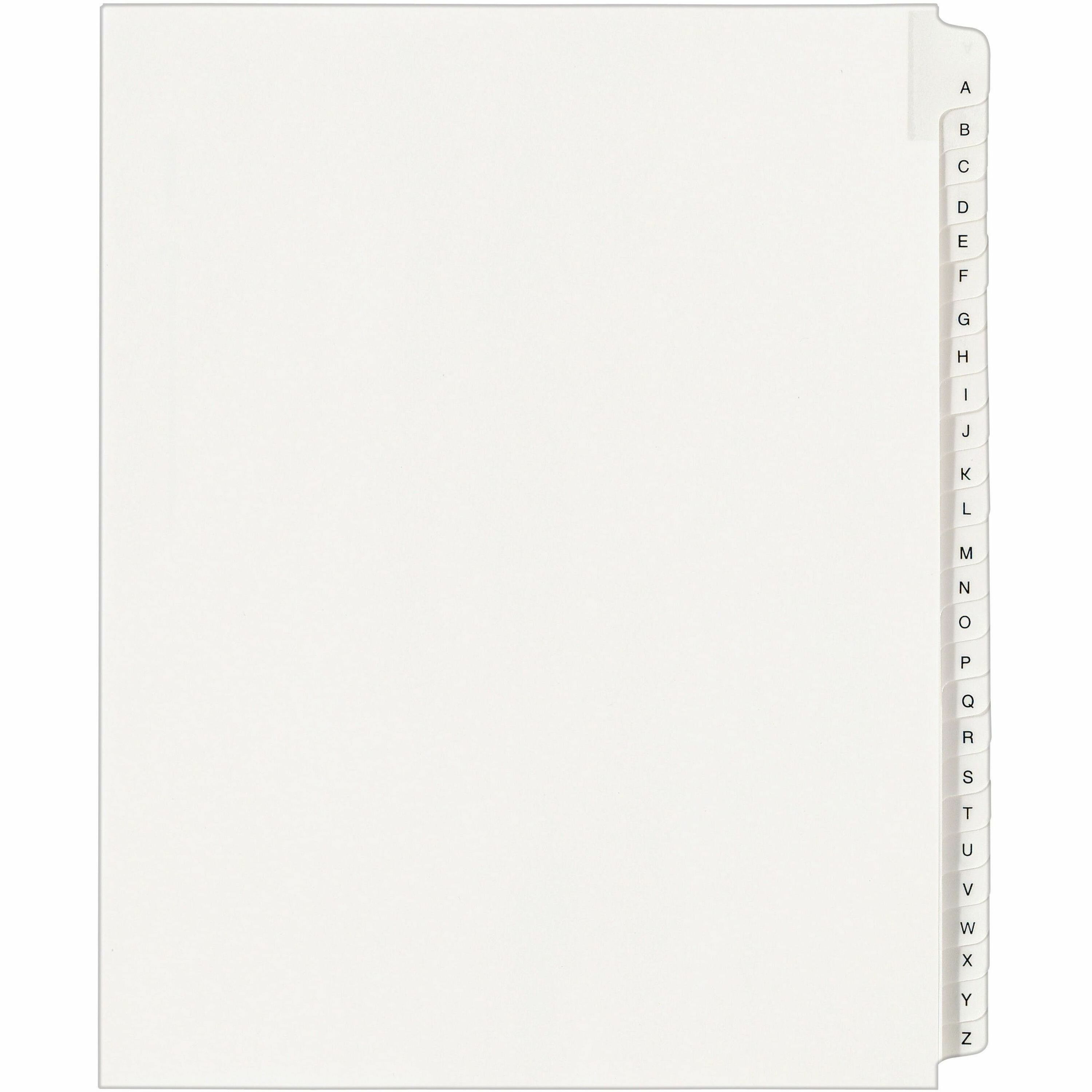 Avery Collated Legal Exhibit Dividers, Allstate Style, 26 Dividers A-Z, Letter Size, White, Reinforced Rip Proof Tabs, Unpunched, 1 Set, 20% Recycled Content