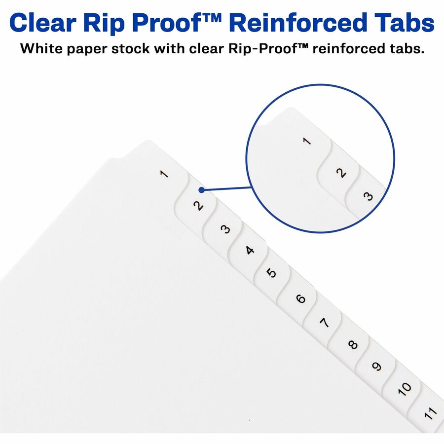 Avery Collated Legal Exhibit Dividers, Allstate Style, 25 Dividers per Set, Numbered 1-25, Letter Size, White, Reinforced Rip Proof Tabs, Unpunched, 20% Recycled Content