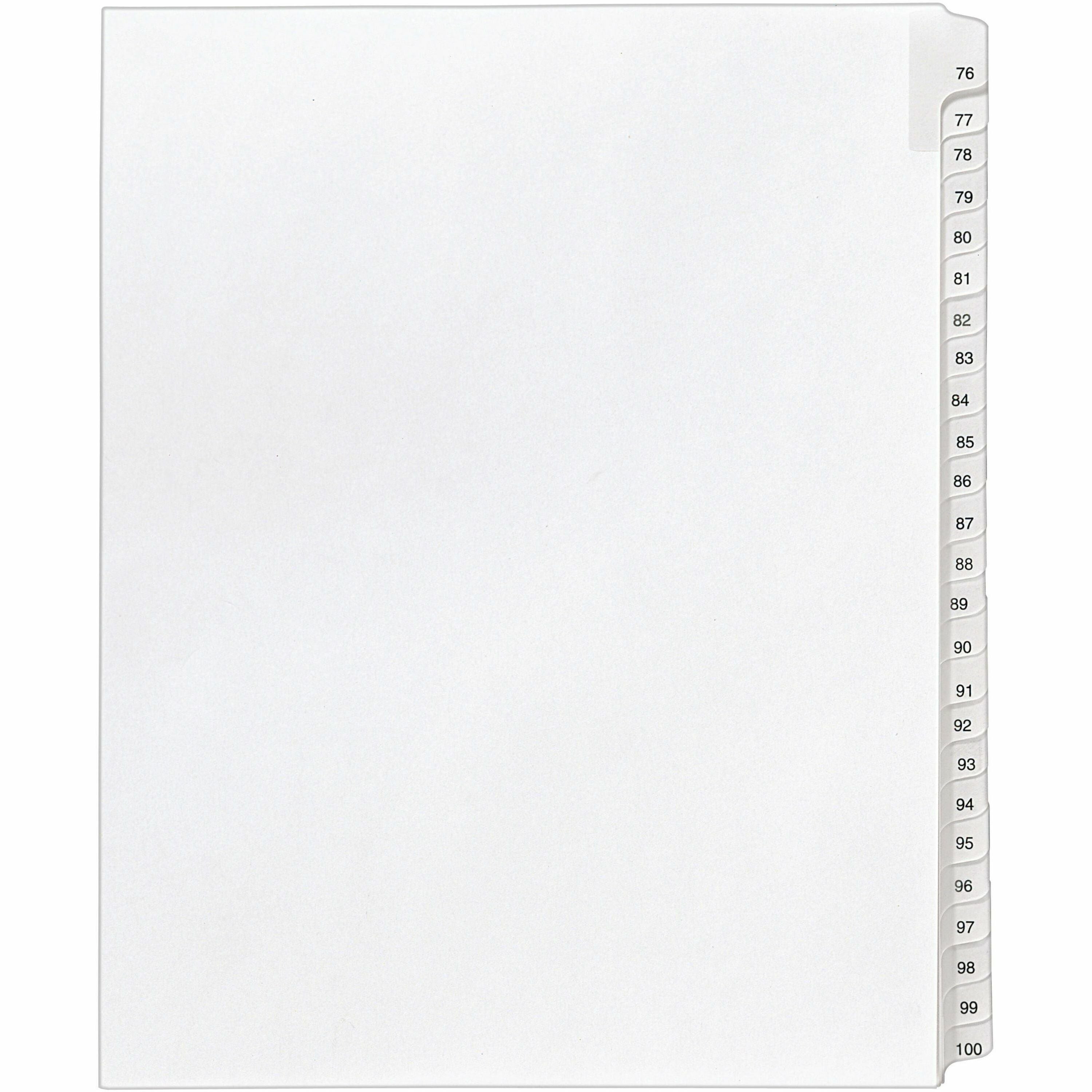 Avery Allstate Style Collated Legal Dividers, 25 Dividers per Set, Tabs 76-100, Letter Size, White, Reinforced Rip Proof Tabs, Unpunched, 20% Recycled Content, 1 Set