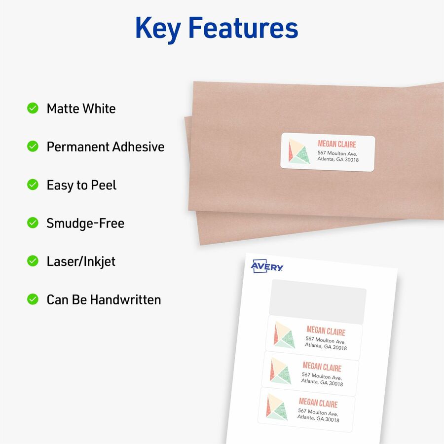 Avery Mini-Sheets(R) Address Labels, 1" x 2-5/8" , 200 Labels (2160)