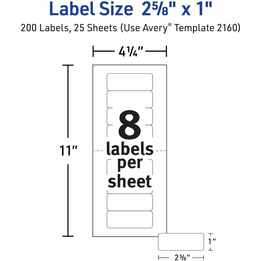 Avery Mini-Sheets(R) Address Labels, 1" x 2-5/8" , 200 Labels (2160)