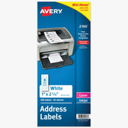 Avery Mini-Sheets(R) Address Labels, 1" x 2-5/8" , 200 Labels (2160)