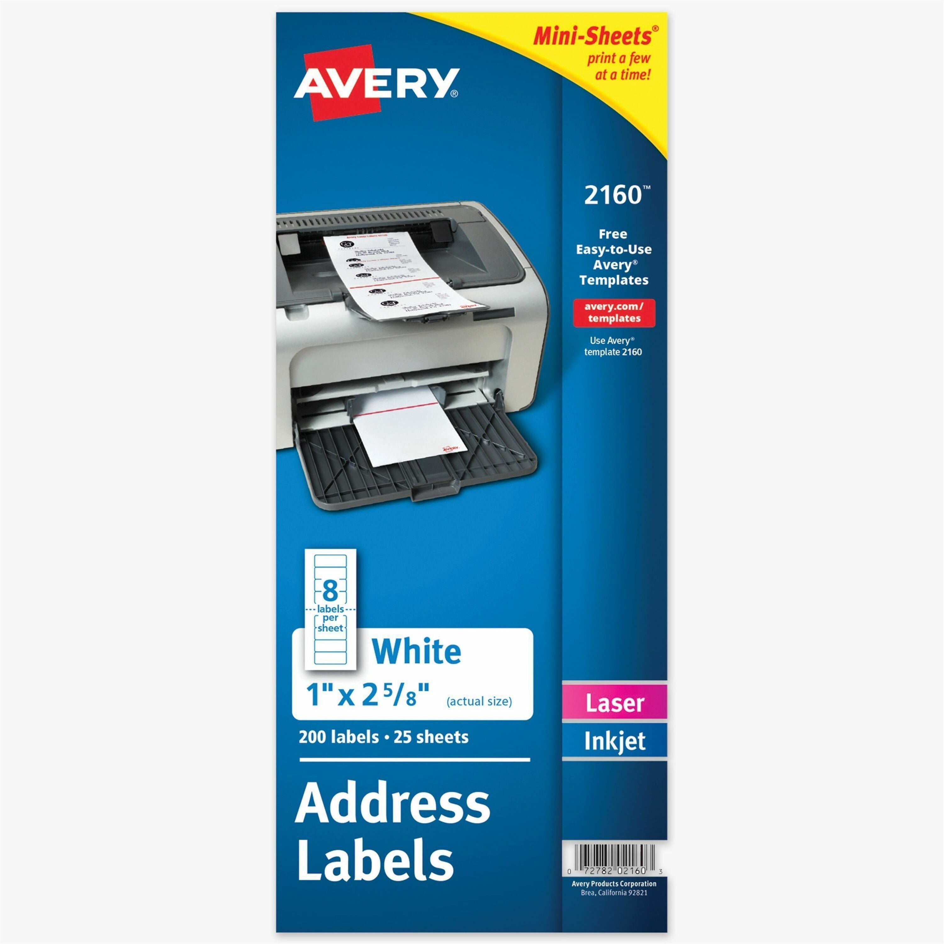 Avery Mini-Sheets(R) Address Labels, 1" x 2-5/8" , 200 Labels (2160)