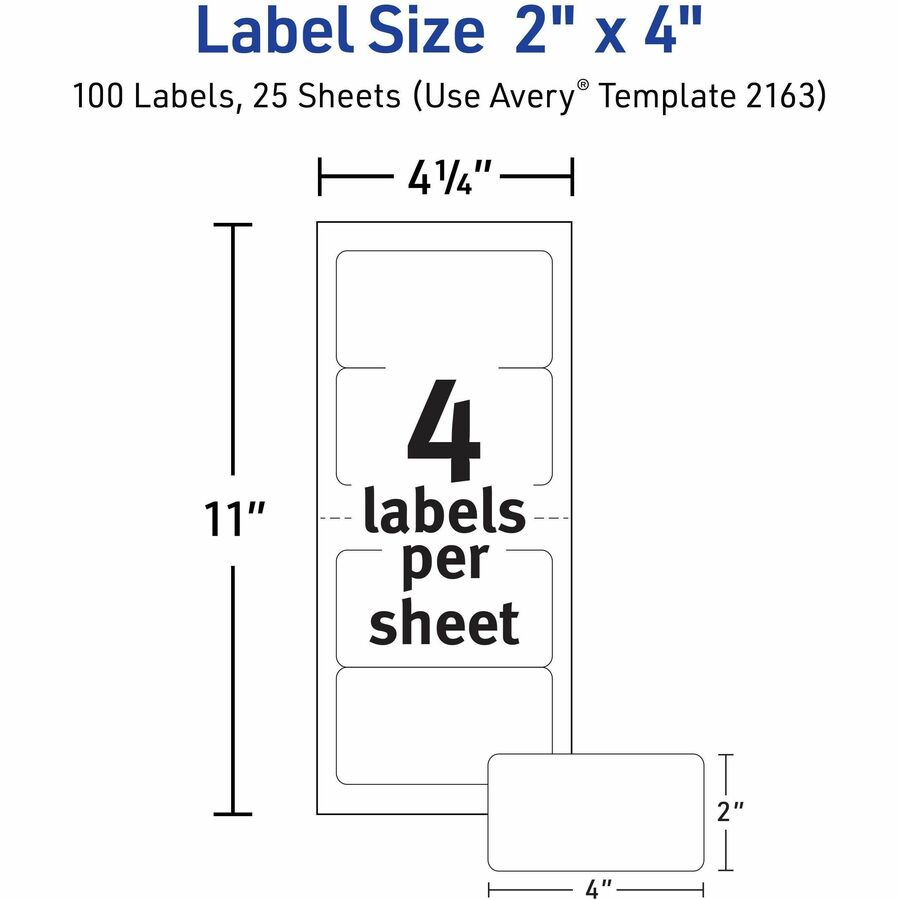Avery Mini-Sheets(R) Shipping Labels, 2" x 4" , 100 Labels (2163)