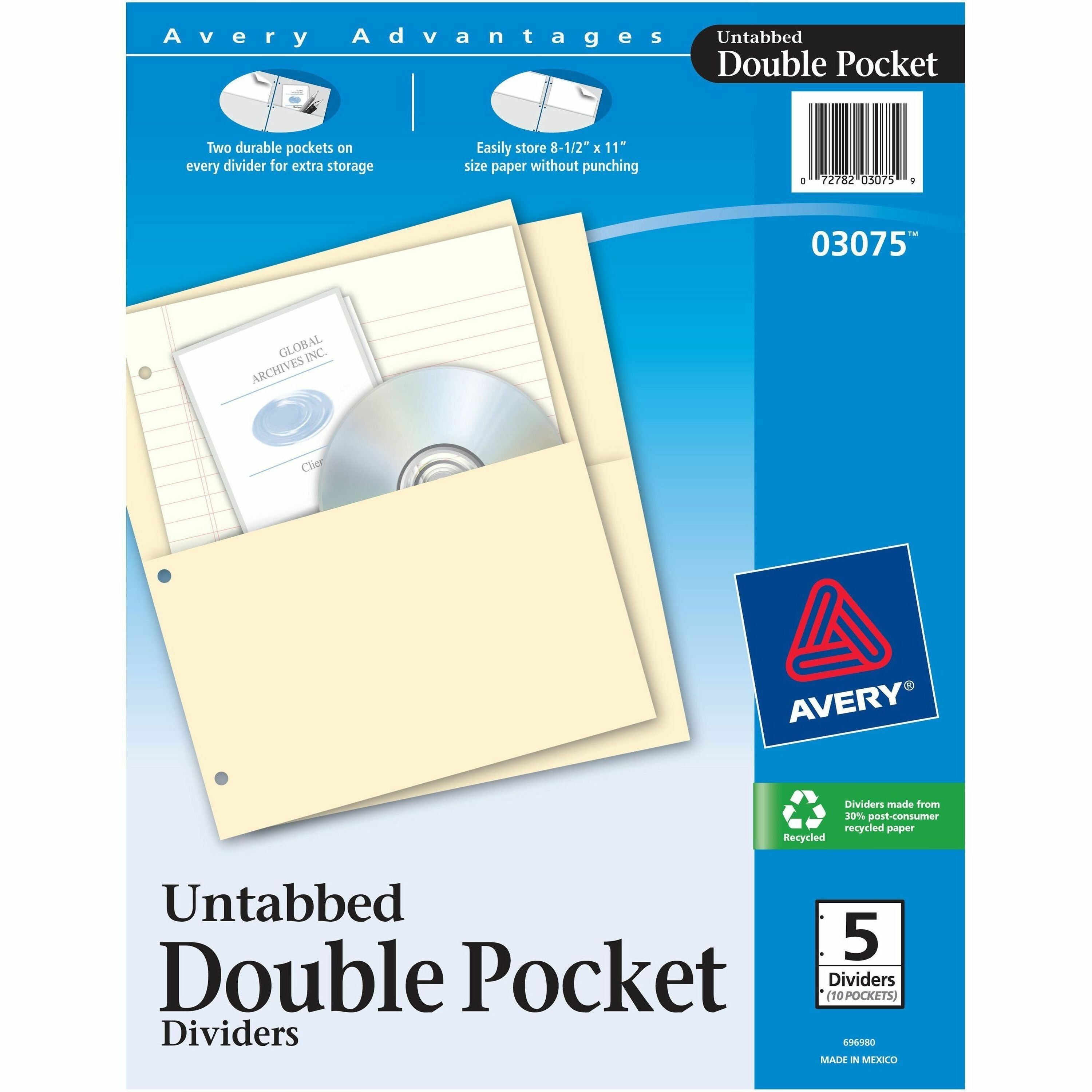 11.1" Height x 9.3" Width - 2 x Pockets Capacity - For Letter 8 1/2" x 11" Sheet - Ring Binder - Rectangular - Buff - 5 / Pack