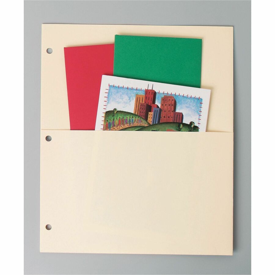 11.1" Height x 9.3" Width - 2 x Pockets Capacity - For Letter 8 1/2" x 11" Sheet - Ring Binder - Rectangular - Buff - 5 / Pack