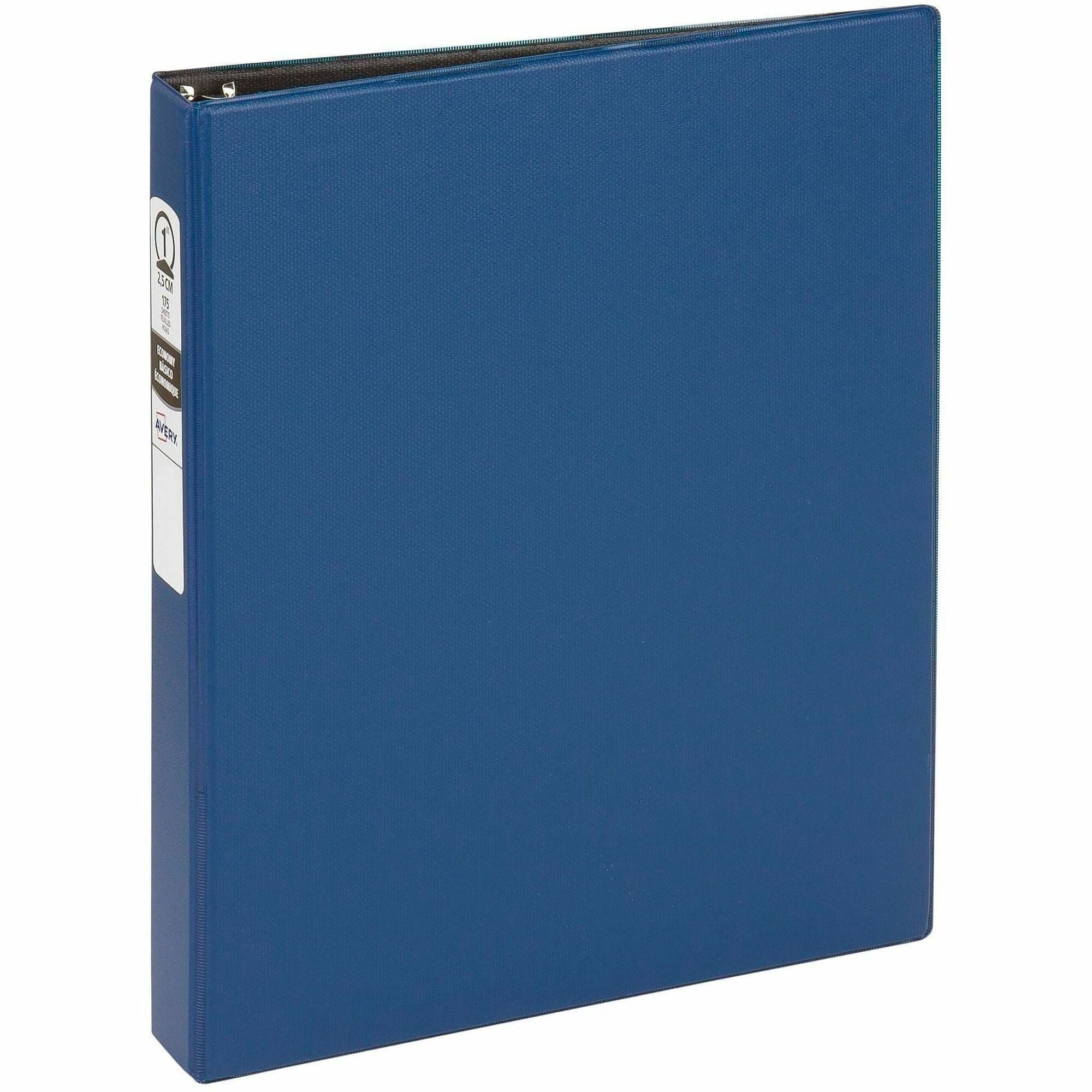 Avery&reg; Economy Binder - 1" Binder Capacity - Letter - 8 1/2" x 11" Sheet Size - 175 Sheet Capacity - 3 Ring(s) - Fastener(s): Round Ring - Pocket(s): 2, Internal - Vinyl - Royal Blue - Recycled - Non Locking Mechanism - 1 Each