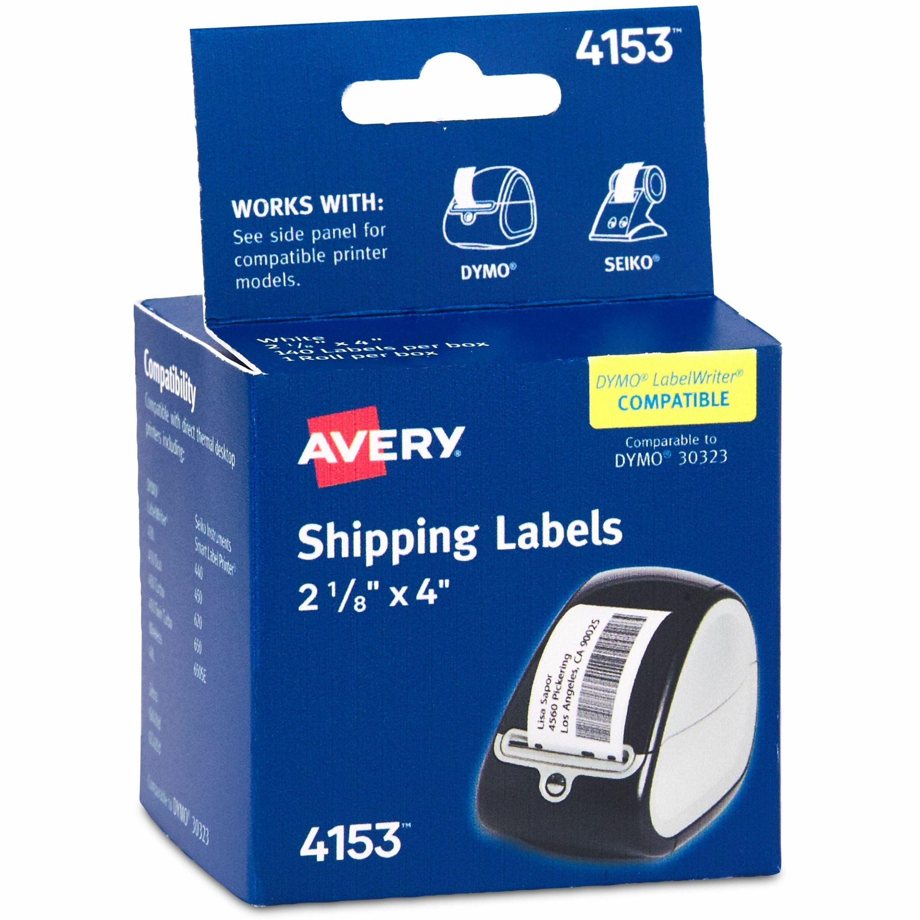 Avery&reg; Thermal Roll Labels 2-1/8"x4" , 140 Shipping Labels-1 Roll (4153)