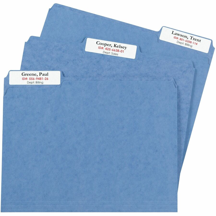 Avery Extra-Large File Folder Labels, 15/16" x 3 7/16", White, Matte, Permanent Adhesive, Rectangle, Jam Resistant, 18 Labels/Sheet, 25 Sheets, 450 Labels/Pack