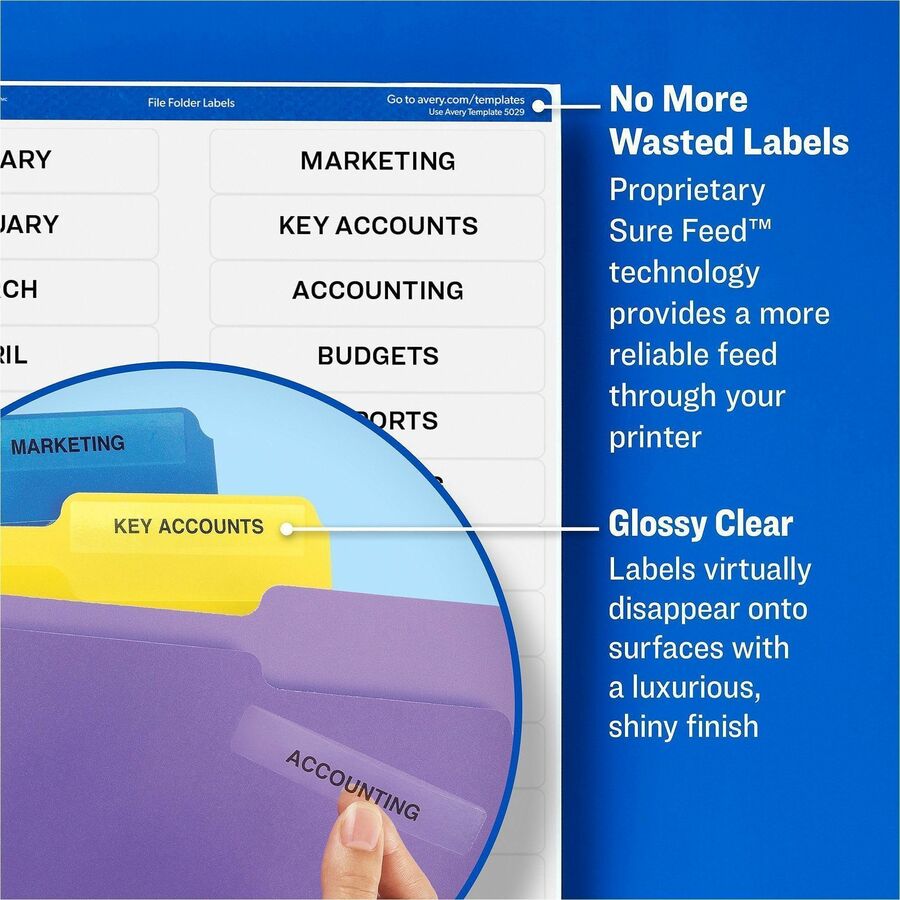 2/3" Width x 3 7/16" Length - Permanent Adhesive - Rectangle - Inkjet, Laser - Glossy - Clear - Film - Permanent Adhesive, Stick & Stay, Jam Resistant, Curl Resistant - 30 / Sheet - 15 Total Sheets - 450 Total Label(s) - 450 / Pack