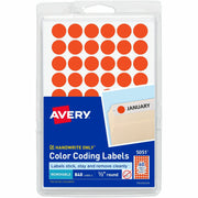 Avery&reg; Color-Coding Labels - 1/2" Diameter - Removable Adhesive - Round - Red - Paper - Self-adhesive - 60 / Sheet - 840 / Pack