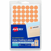 Avery&reg; Color-Coding Labels - 1/2" Diameter - Removable Adhesive - Round - Orange - Paper - Self-adhesive - 60 / Sheet - 840 / Pack