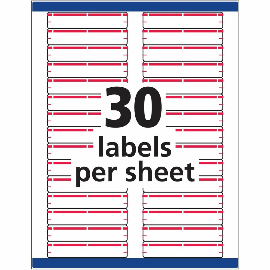 Avery TrueBlock File Folder Labels, Red, 2/3" x 3 7/16", Matte, Rectangle, Permanent Adhesive, Jam Resistant, 30 Labels/Sheet, 50 Sheets, 1500 Labels/Box