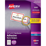 2 21/64" Width x 3 3/8" Length - Removable Adhesive - Rectangle - Inkjet, Laser - Matte - White, Red - Red Border - Film - PVC-free, Flexible, Peel-off, Removable, Durable, Self-adhesive - 8 / Sheet - 50 Total Sheets - 400 Total Label(s) - 400 / Box