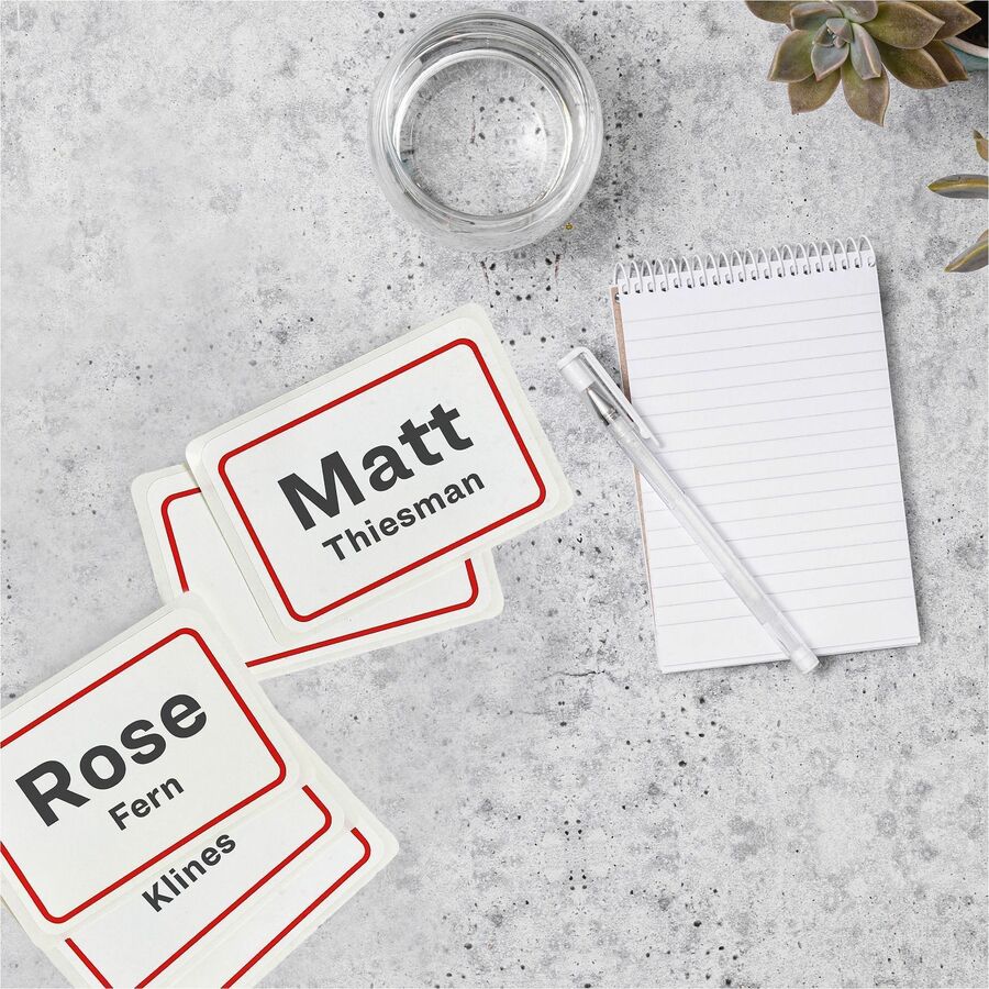 2 21/64" Width x 3 3/8" Length - Removable Adhesive - Rectangle - Inkjet, Laser - Matte - White, Red - Red Border - Film - PVC-free, Flexible, Peel-off, Removable, Durable, Self-adhesive - 8 / Sheet - 50 Total Sheets - 400 Total Label(s) - 400 / Box