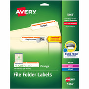 Avery TrueBlock File Folder Labels, 2/3" x 3 7/16", Rectangle, Matte Orange, Permanent Adhesive, Inkjet/Laser Compatible, 30 Labels/Sheet, 25 Sheets, 750 Labels/Pack