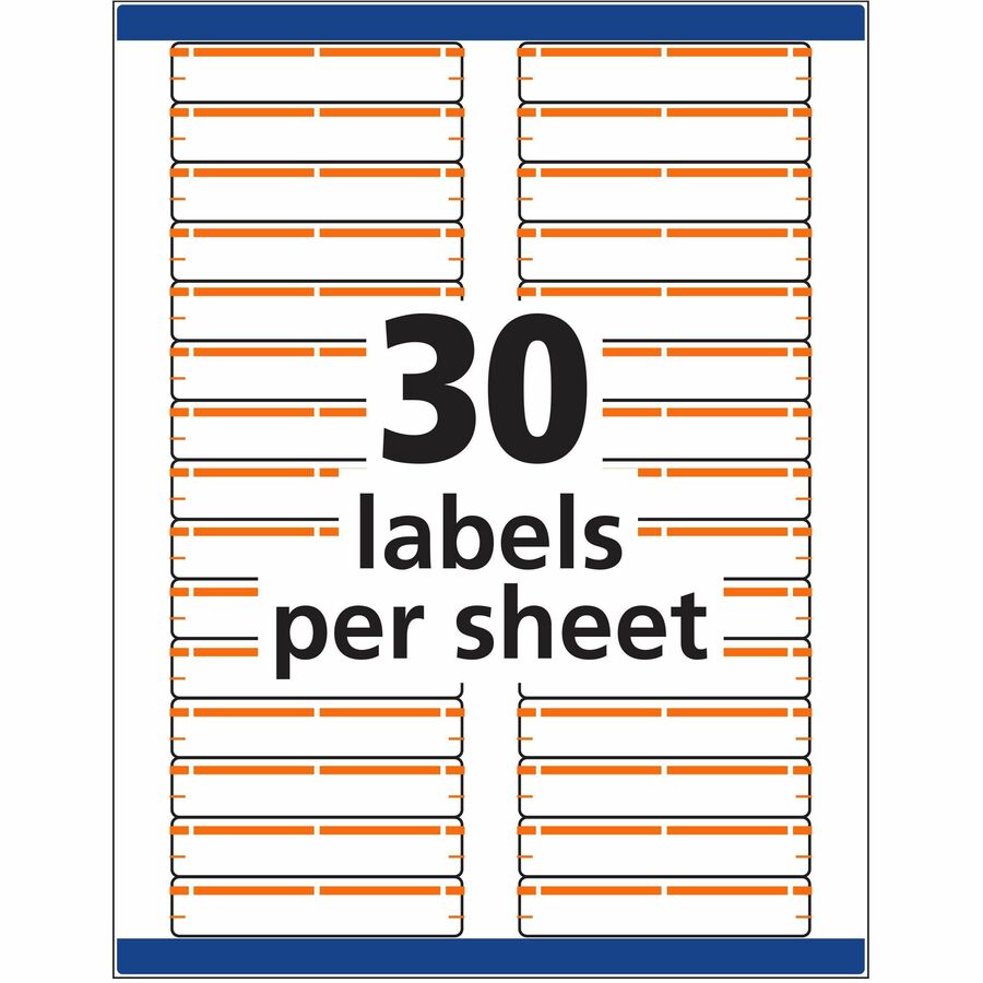 Avery TrueBlock File Folder Labels, 2/3" x 3 7/16", Rectangle, Matte Orange, Permanent Adhesive, Inkjet/Laser Compatible, 30 Labels/Sheet, 25 Sheets, 750 Labels/Pack