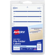 Avery&reg; Permanent File Folder Labels - 11/16" Width x 3 7/16" Length - Permanent Adhesive - Rectangle - Laser, Inkjet - Dark Blue - Self-adhesive - 7 / Sheet - 252 / Pack